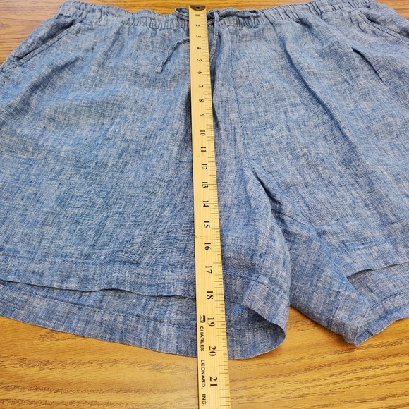 Tahari 100% Linen Drawstring Chambrey Blue Shorts Size 2X - Picture 7 of 7